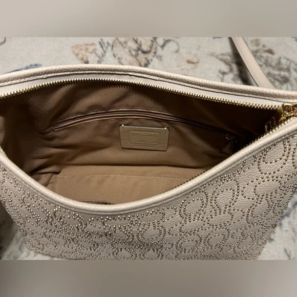 Coach Laurel with Signature Rivets in Chalk/Gold - Picture 9 of 11